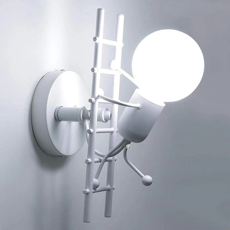 Villain Ladder Round Iron Wood 1-Light Wall Sconce Lamp