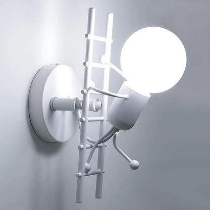Villain Ladder Round Iron Wood 1-Light Wall Sconce Lamp