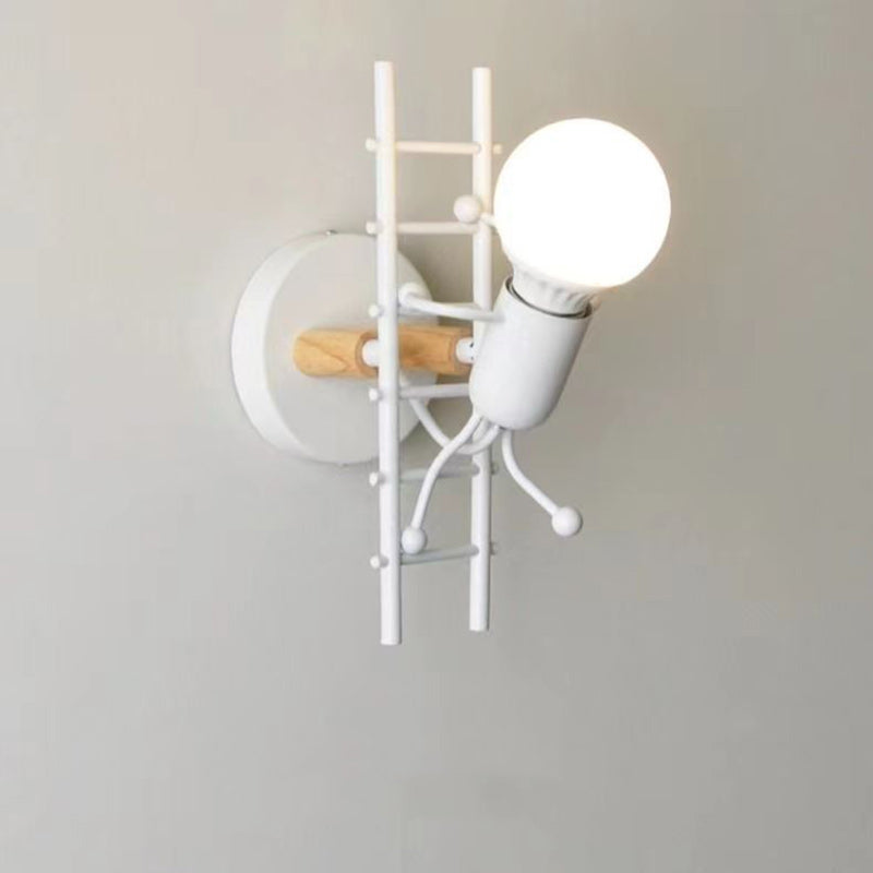 Villain Ladder Round Iron Wood 1-Light Wall Sconce Lamp