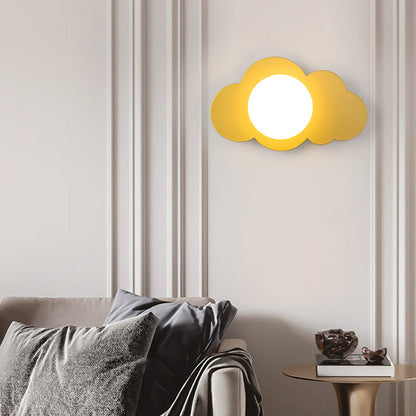 Art Deco Cloud Shape Glass Iron 1-Light Wall Sconce Lamp