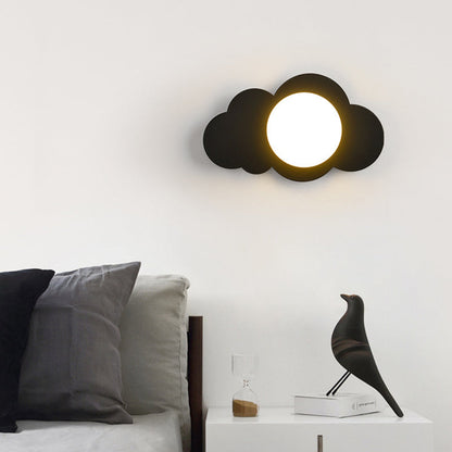 Art Deco Cloud Shape Glass Iron 1-Light Wall Sconce Lamp