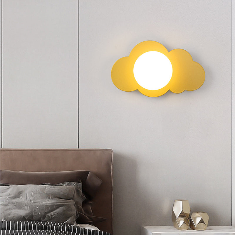 Art Deco Cloud Shape Glass Iron 1-Light Wall Sconce Lamp