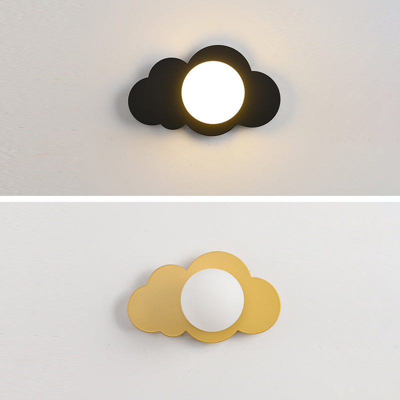 Art Deco Cloud Shape Glass Iron 1-Light Wall Sconce Lamp