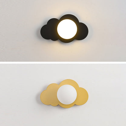 Art Deco Cloud Shape Glass Iron 1-Light Wall Sconce Lamp