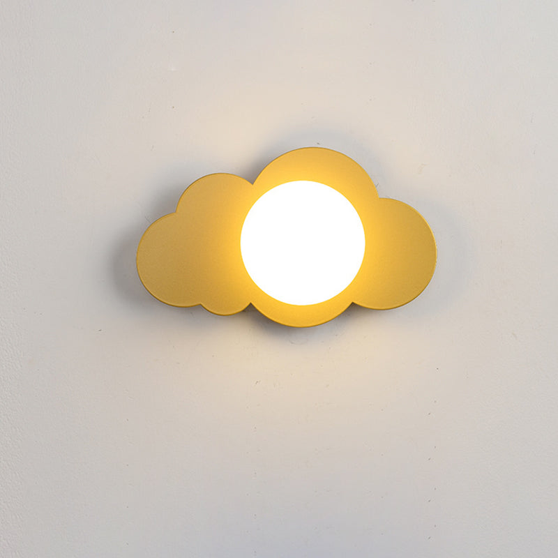 Art Deco Cloud Shape Glass Iron 1-Light Wall Sconce Lamp
