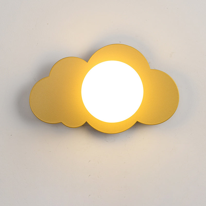 Art Deco Cloud Shape Glass Iron 1-Light Wall Sconce Lamp
