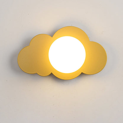 Art Deco Cloud Shape Glass Iron 1-Light Wall Sconce Lamp