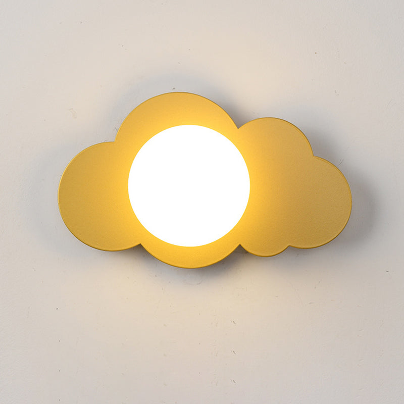 Art Deco Cloud Shape Glass Iron 1-Light Wall Sconce Lamp
