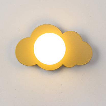 Art Deco Cloud Shape Glass Iron 1-Light Wall Sconce Lamp