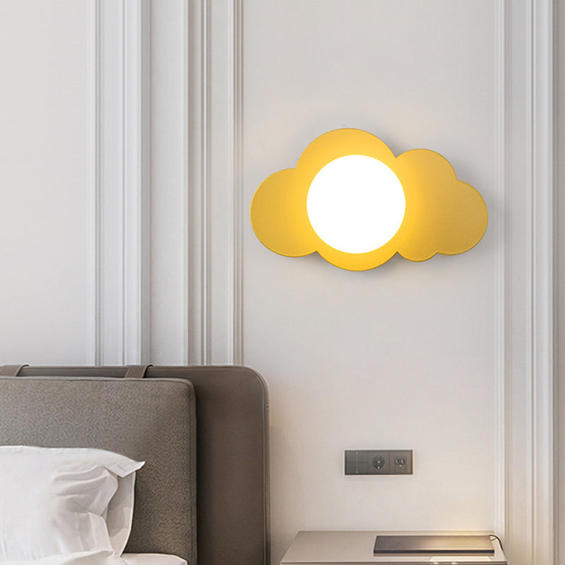 Art Deco Cloud Shape Glass Iron 1-Light Wall Sconce Lamp