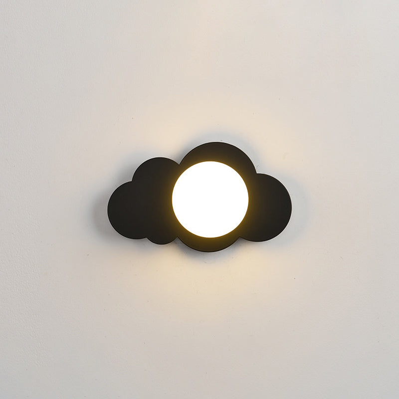 Art Deco Cloud Shape Glass Iron 1-Light Wall Sconce Lamp