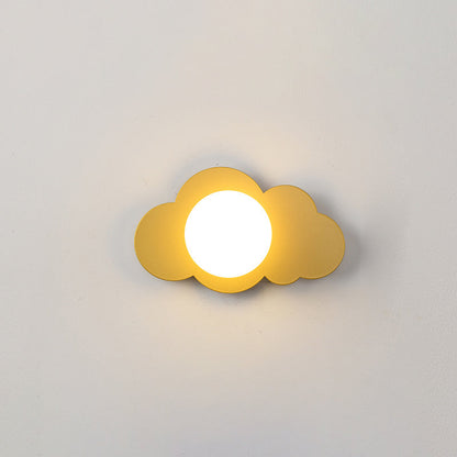 Art Deco Cloud Shape Glass Iron 1-Light Wall Sconce Lamp