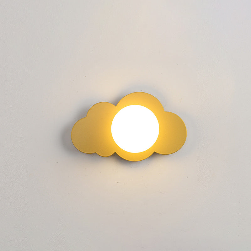 Art Deco Cloud Shape Glass Iron 1-Light Wall Sconce Lamp