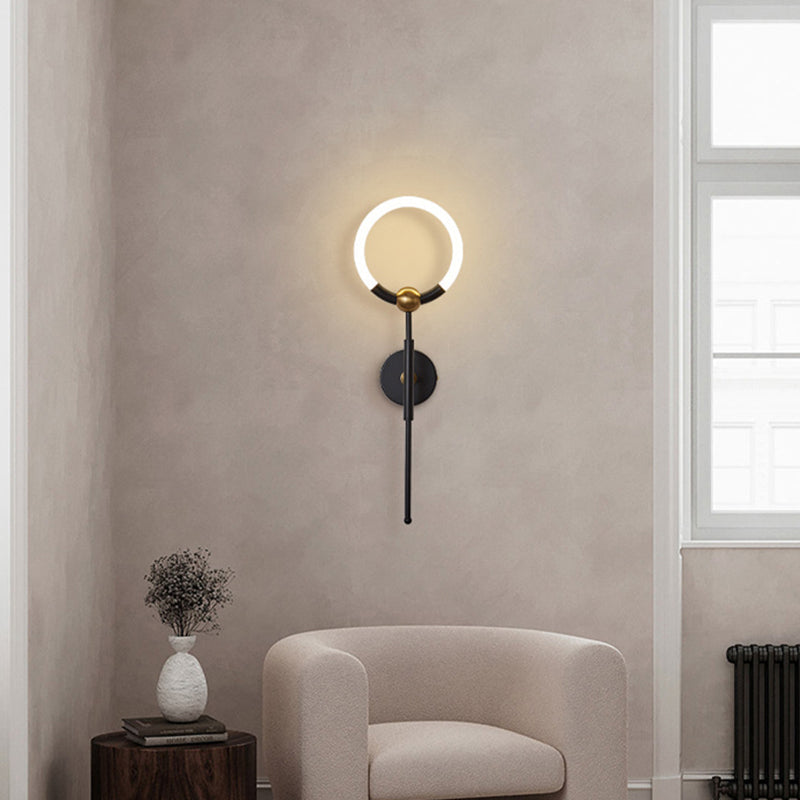 Modern Luxury Round Bar Acrylic Iron LED Wall Sconce Lamp