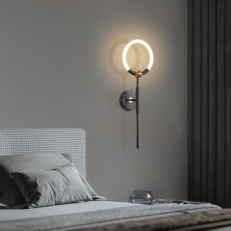 Modern Luxury Round Bar Acrylic Iron LED Wall Sconce Lamp