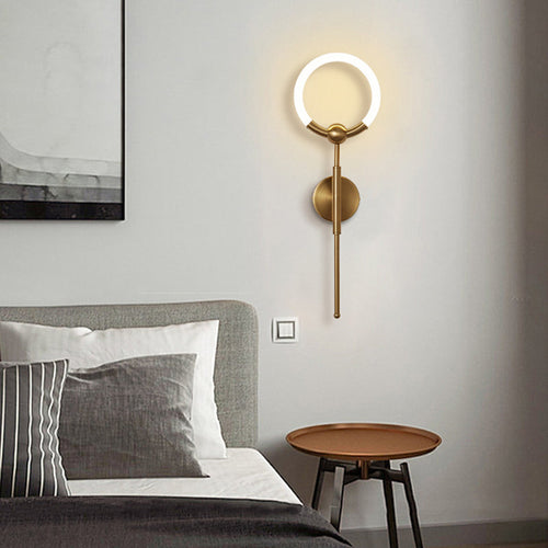 Modern Luxury Round Bar Acrylic Iron LED Wall Sconce Lamp