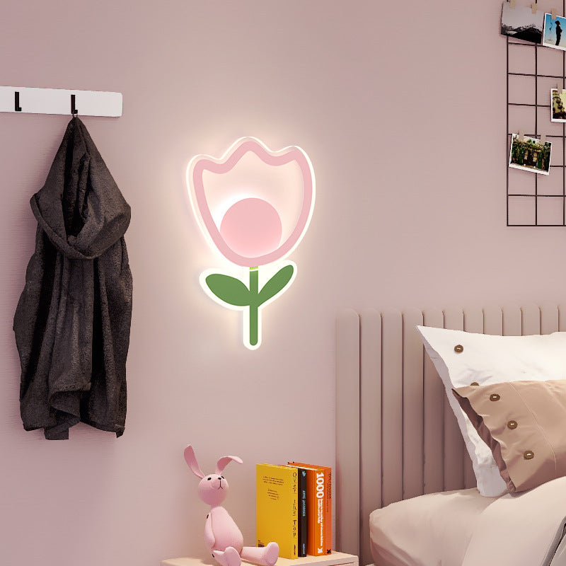 Art Deco Tulip Flower Acrylic Iron LED Wall Sconce Lamp