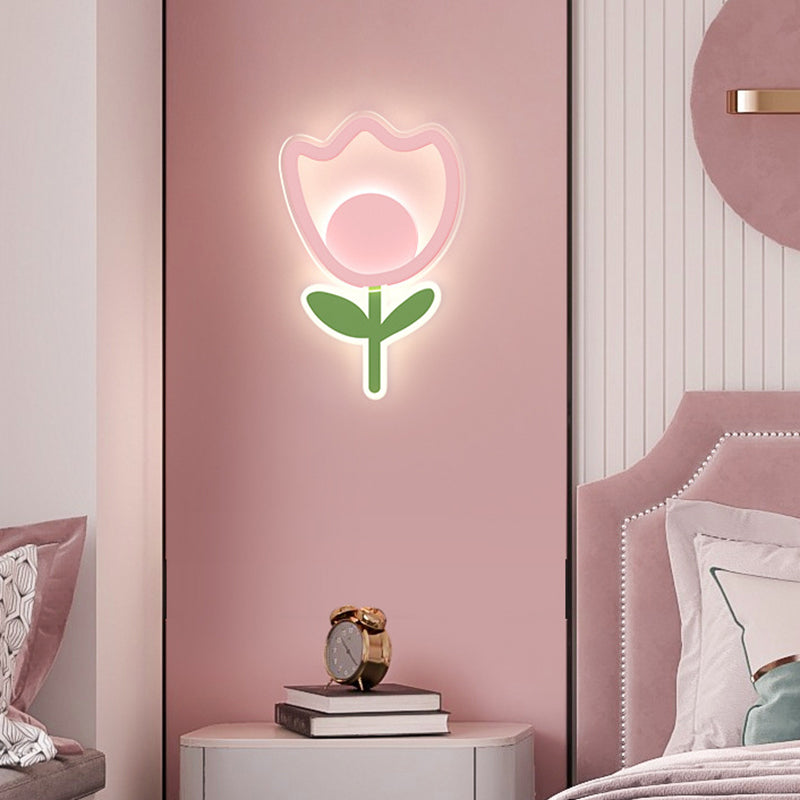 Art Deco Tulip Flower Acrylic Iron LED Wall Sconce Lamp