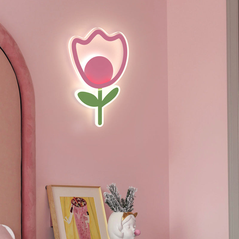 Art Deco Tulip Flower Acrylic Iron LED Wall Sconce Lamp