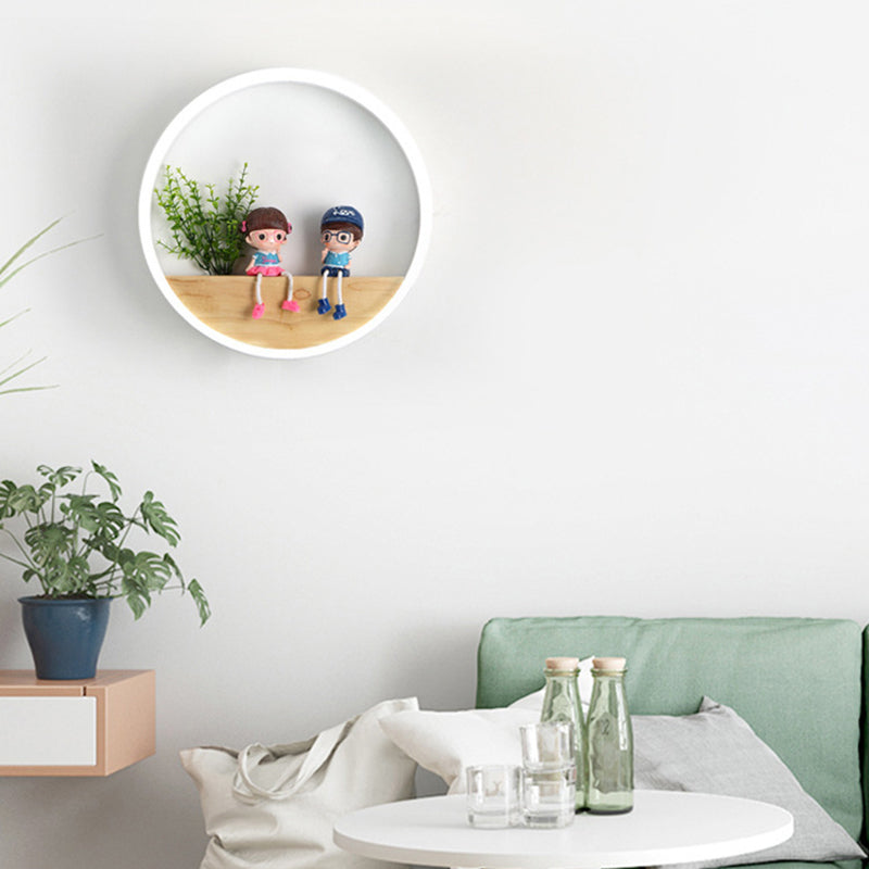 Scandinavian Round Acrylic Solid Wood LED Wall Sconce Lamp