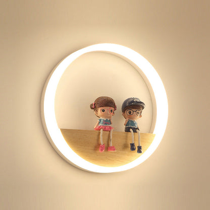 Scandinavian Round Acrylic Solid Wood LED Wall Sconce Lamp