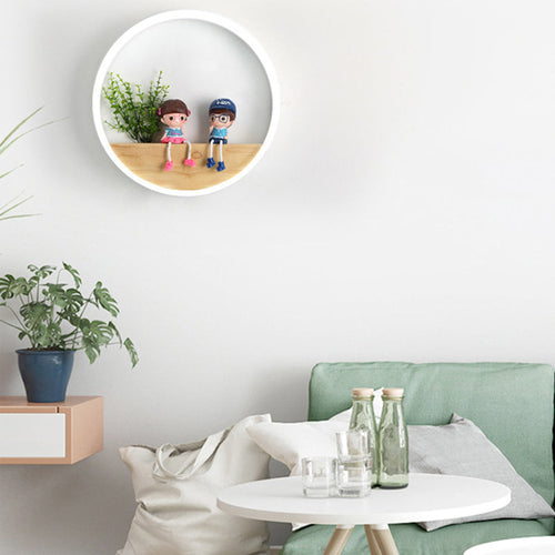 Scandinavian Round Acrylic Solid Wood LED Wall Sconce Lamp