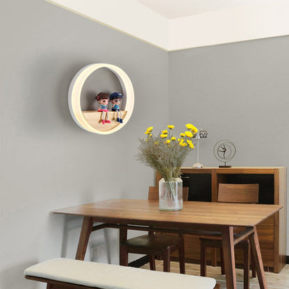 Scandinavian Round Acrylic Solid Wood LED Wall Sconce Lamp