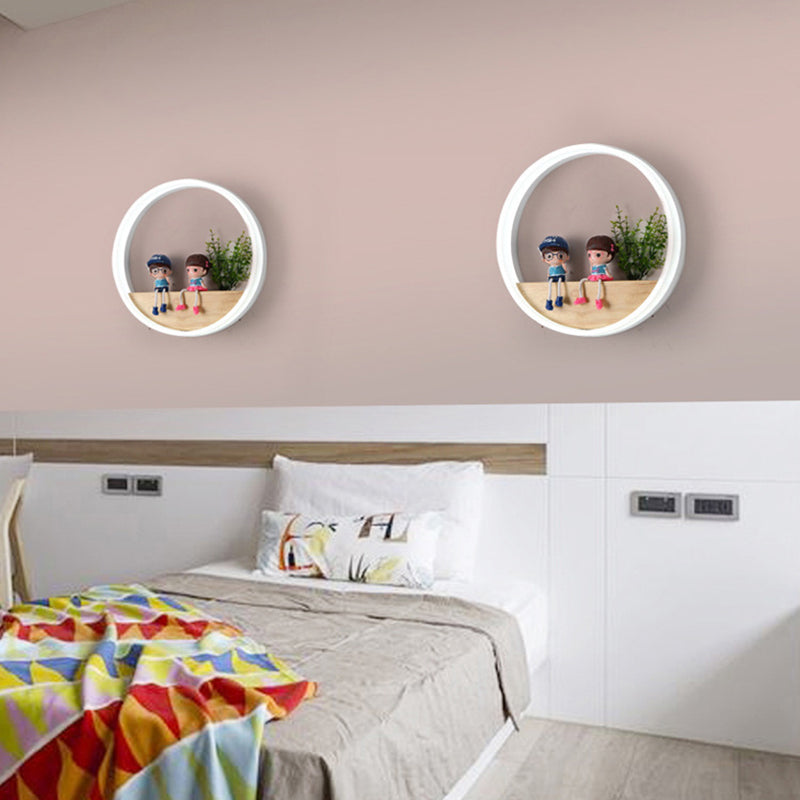 Scandinavian Round Acrylic Solid Wood LED Wall Sconce Lamp