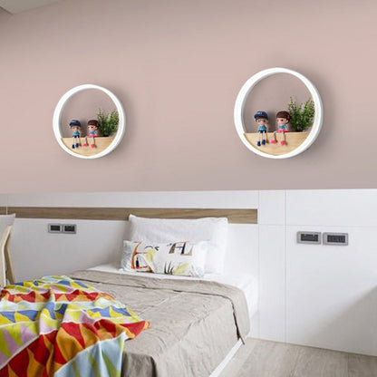 Scandinavian Round Acrylic Solid Wood LED Wall Sconce Lamp