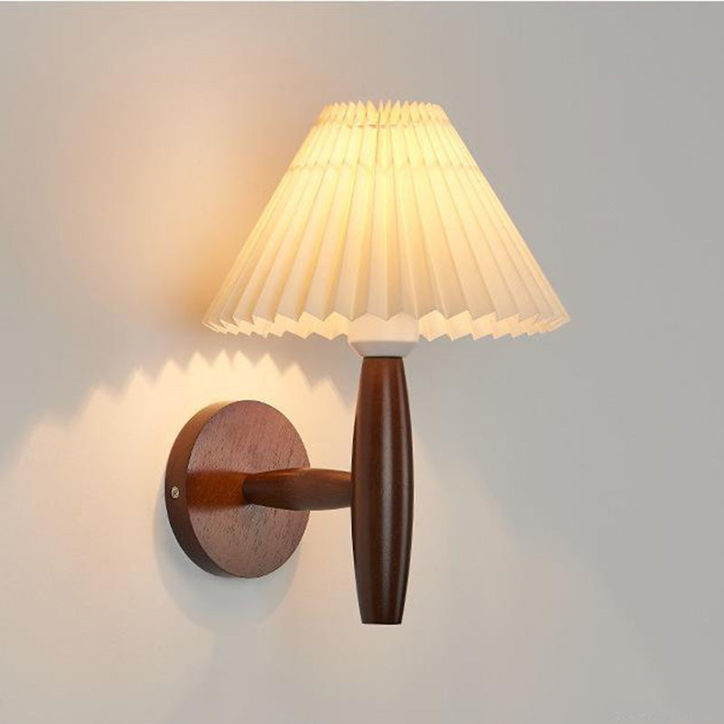 Pleated Column Pleated Wood 1-Light Wall Sconce Lamp