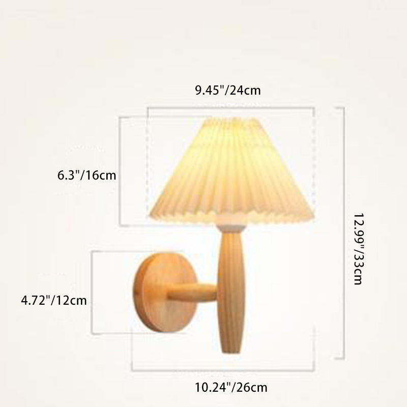 Pleated Column Pleated Wood 1-Light Wall Sconce Lamp