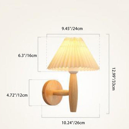 Pleated Column Pleated Wood 1-Light Wall Sconce Lamp