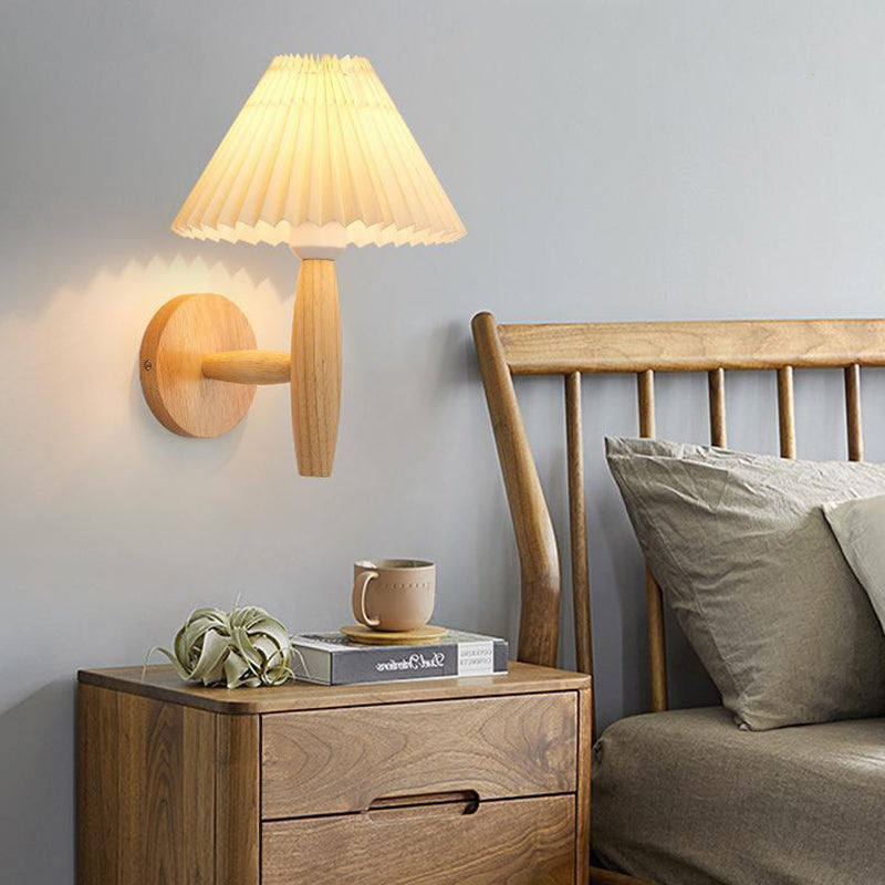 Pleated Column Pleated Wood 1-Light Wall Sconce Lamp