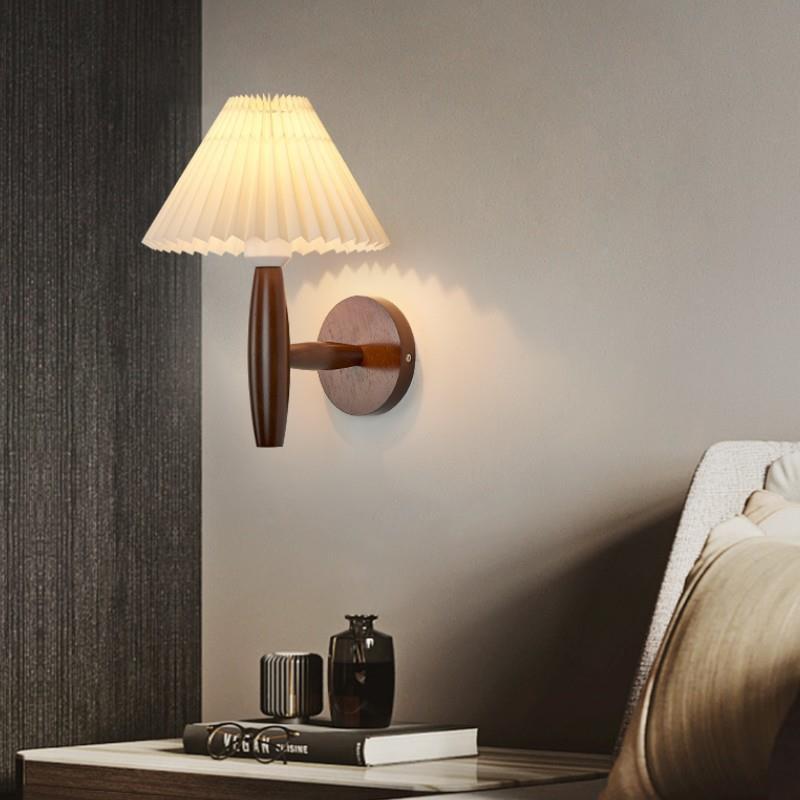 Pleated Column Pleated Wood 1-Light Wall Sconce Lamp