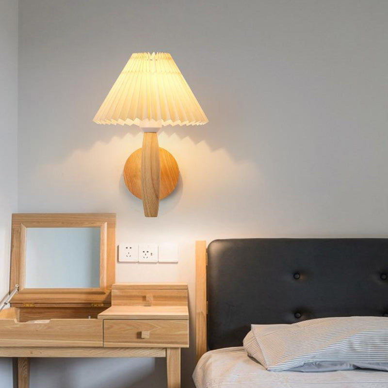 Pleated Column Pleated Wood 1-Light Wall Sconce Lamp