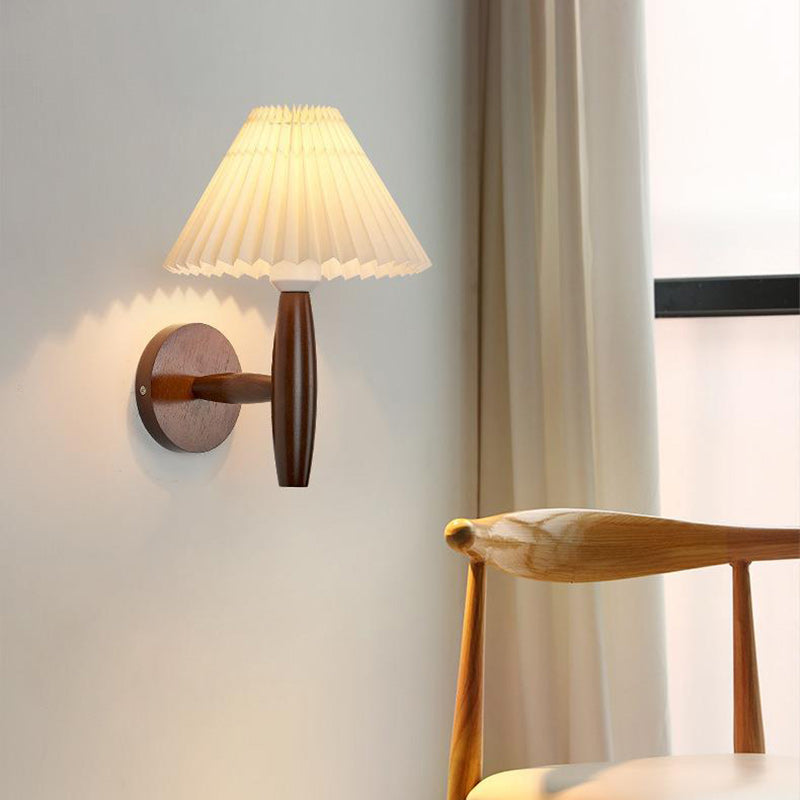 Pleated Column Pleated Wood 1-Light Wall Sconce Lamp