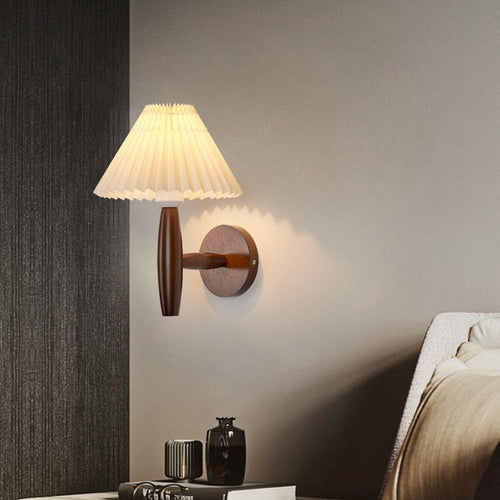 Pleated Column Pleated Wood 1-Light Wall Sconce Lamp