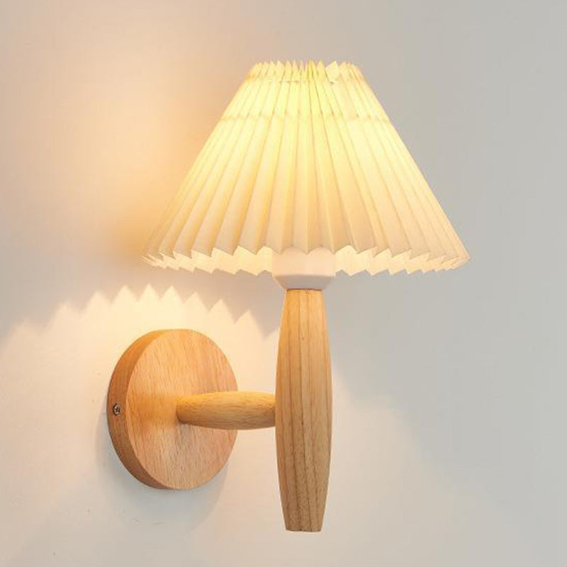 Pleated Column Pleated Wood 1-Light Wall Sconce Lamp