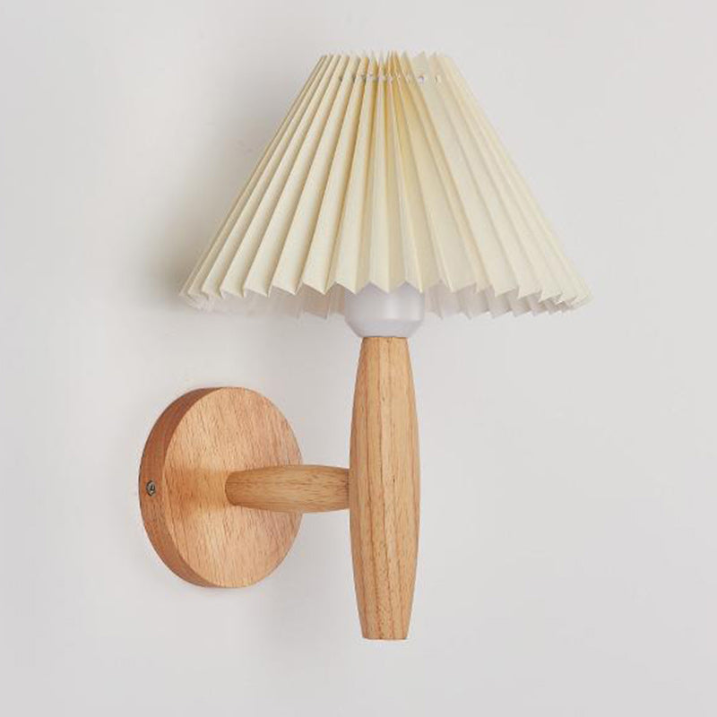 Pleated Column Pleated Wood 1-Light Wall Sconce Lamp