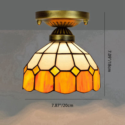 Traditional Glass Iron Ceiling Light