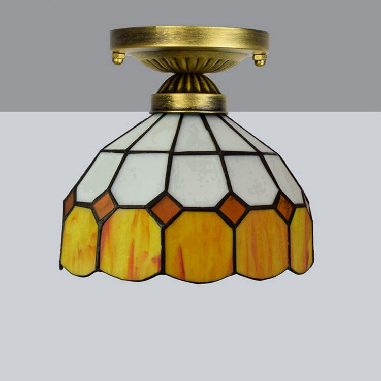 Traditional Glass Iron Ceiling Light