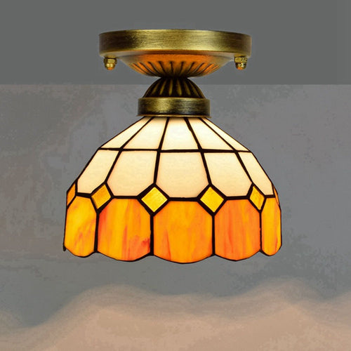 Traditional Glass Iron Ceiling Light