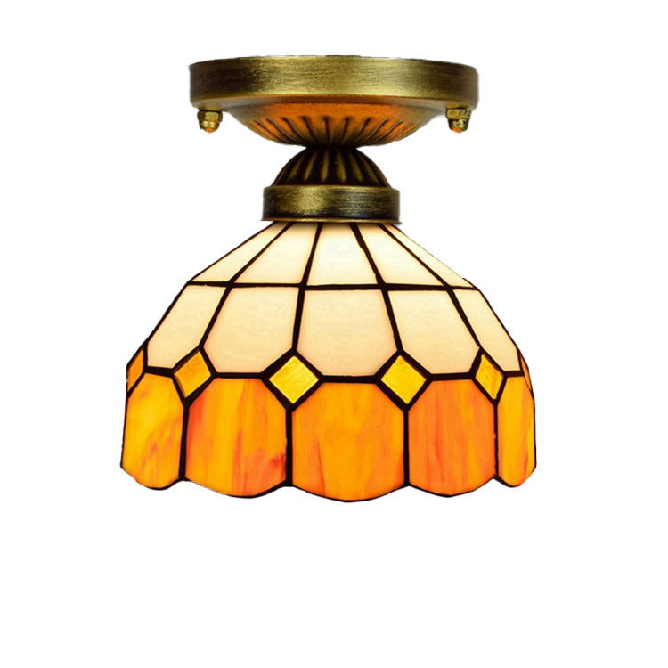 Traditional Glass Iron Ceiling Light