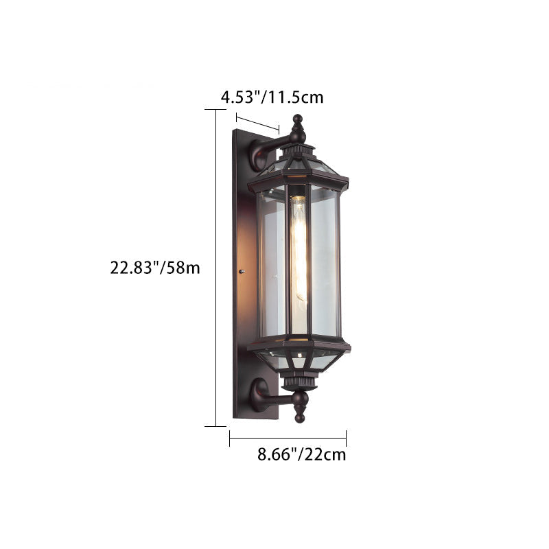 Octagonal Glass Aluminum 1-Light Wall Sconce Lamp