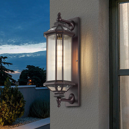 Octagonal Glass Aluminum 1-Light Wall Sconce Lamp