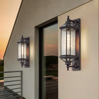 Octagonal Glass Aluminum 1-Light Wall Sconce Lamp