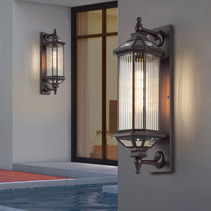 Octagonal Glass Aluminum 1-Light Wall Sconce Lamp