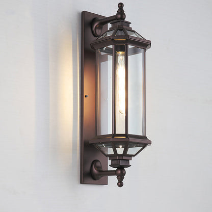Octagonal Glass Aluminum 1-Light Wall Sconce Lamp