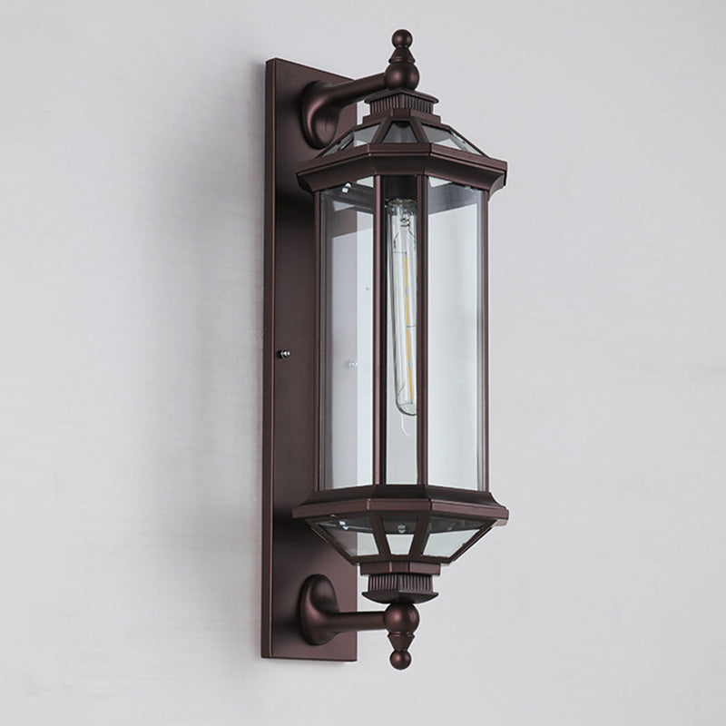 Octagonal Glass Aluminum 1-Light Wall Sconce Lamp