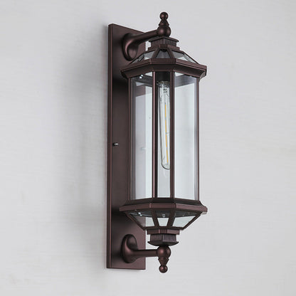 Octagonal Glass Aluminum 1-Light Wall Sconce Lamp